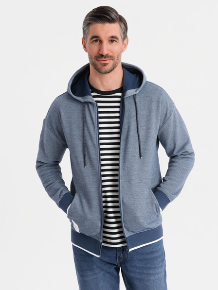 Ombre Clothing Hanorac bărbătesc cu structură moale și glugă - albastru închis