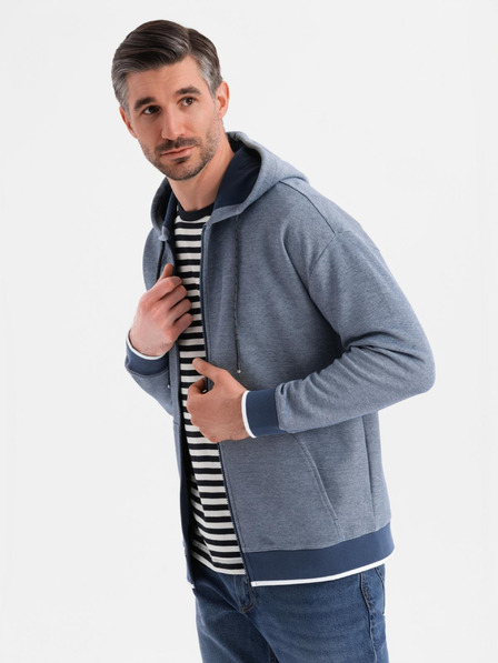 Ombre Clothing Hanorac bărbătesc cu structură moale și glugă - albastru închis
