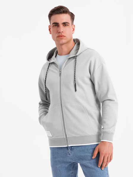 Ombre Clothing Hanorac bărbătesc cu structură moale și glugă - gri