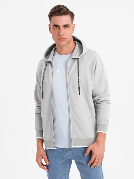 Ombre Clothing Hanorac bărbătesc cu structură moale și glugă - gri