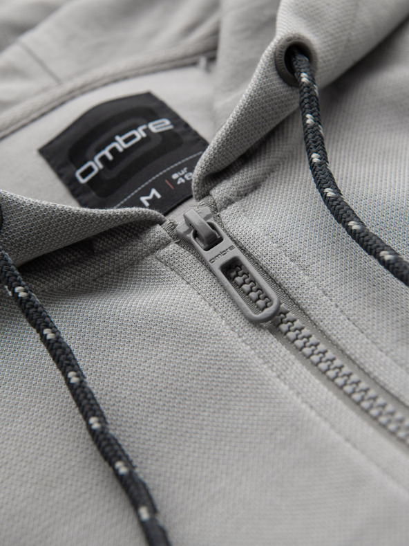 Ombre Clothing Hanorac bărbătesc cu structură moale și glugă - gri