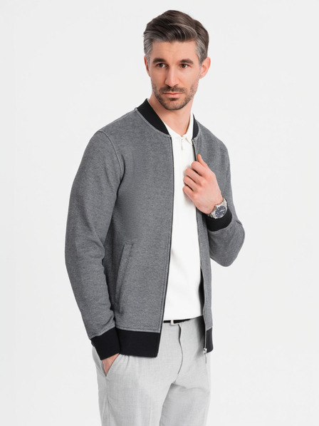 Ombre Clothing Geacă bomber tricotată bărbătească - neagră
