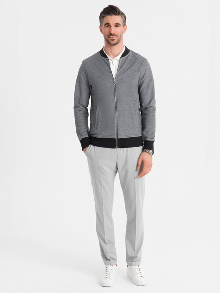 Ombre Clothing Geacă bomber tricotată bărbătească - neagră