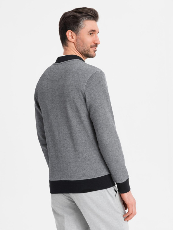 Ombre Clothing Geacă bomber tricotată bărbătească - neagră