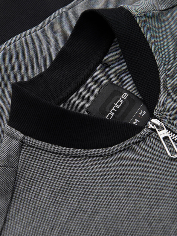 Ombre Clothing Geacă bomber tricotată bărbătească - neagră