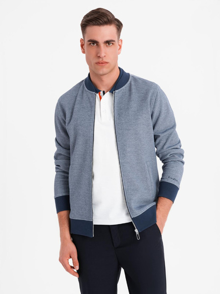 Ombre Clothing Geacă bomber tricotată bărbătească - albastru închis