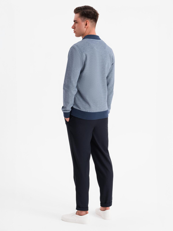 Ombre Clothing Geacă bomber tricotată bărbătească - albastru închis