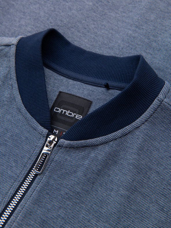 Ombre Clothing Geacă bomber tricotată bărbătească - albastru închis