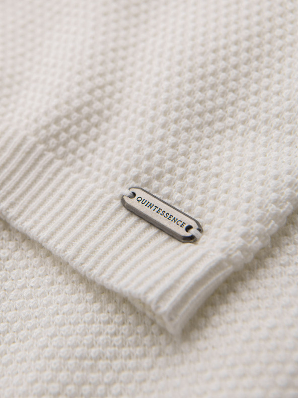 Ombre Clothing Tricou tricotat bărbătesc cu textură fină - alb