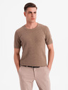 Ombre Clothing Cămașă tricotată bărbătească cu textură fină - maro deschis