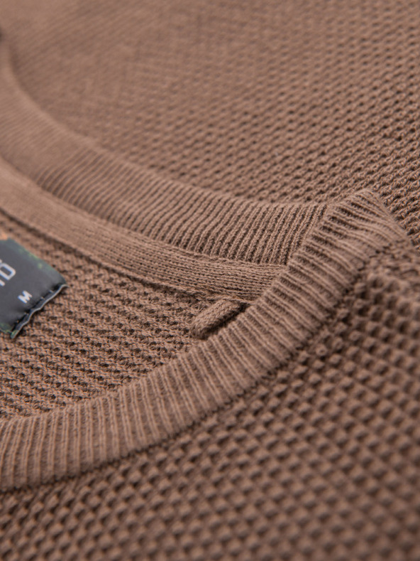 Ombre Clothing Cămașă tricotată bărbătească cu textură fină - maro deschis