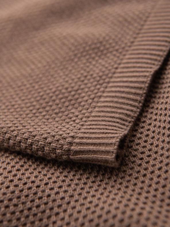 Ombre Clothing Cămașă tricotată bărbătească cu textură fină - maro deschis