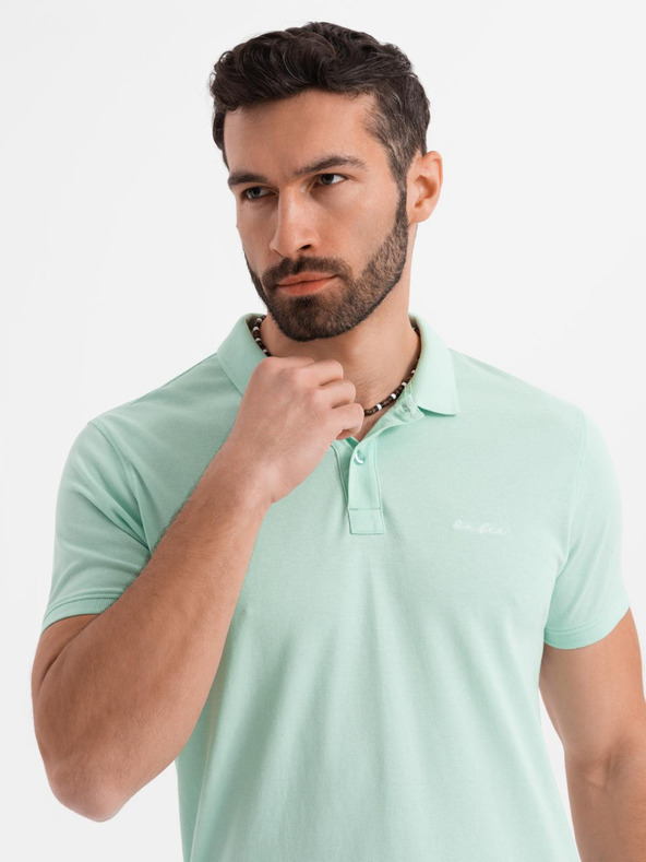 Ombre Clothing Tricou polo din țesătură pique din bumbac - mentă