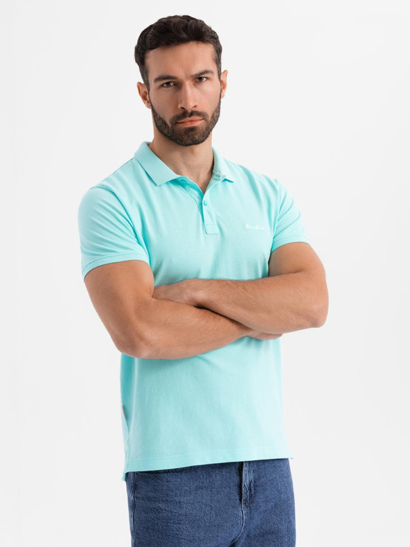 Ombre Clothing Tricou polo din țesătură pique din bumbac - albastru