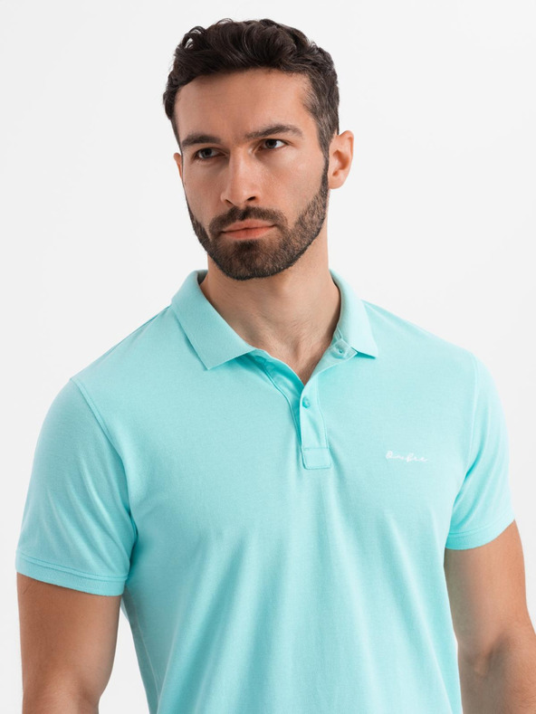 Ombre Clothing Tricou polo din țesătură pique din bumbac - albastru