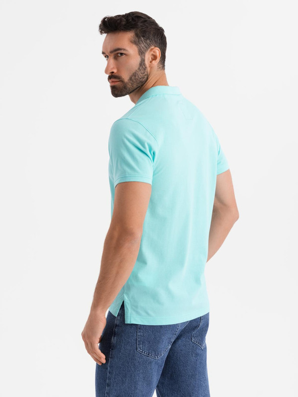 Ombre Clothing Tricou polo din țesătură pique din bumbac - albastru