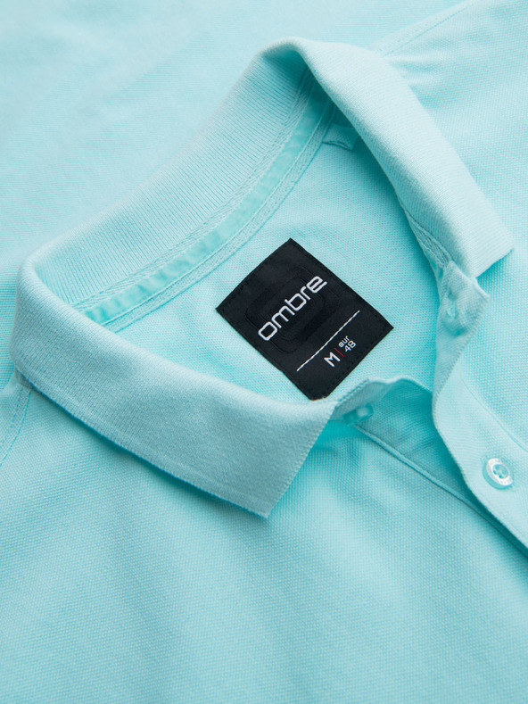 Ombre Clothing Tricou polo din țesătură pique din bumbac - albastru