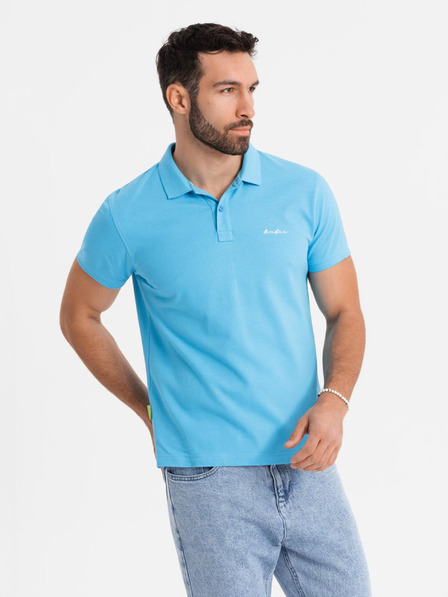 Ombre Clothing Tricou polo din țesătură pique din bumbac - albastru deschis