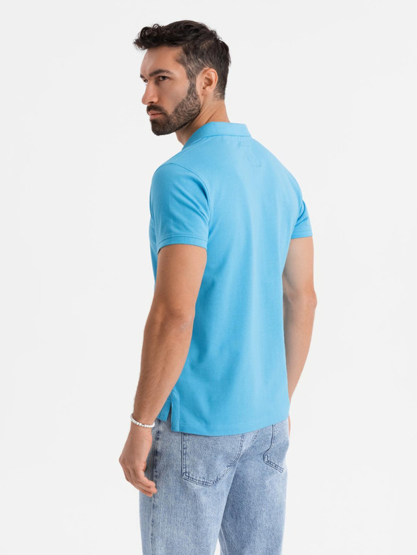 Ombre Clothing Tricou polo din țesătură pique din bumbac - albastru deschis