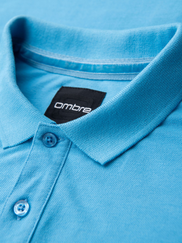 Ombre Clothing Tricou polo din țesătură pique din bumbac - albastru deschis