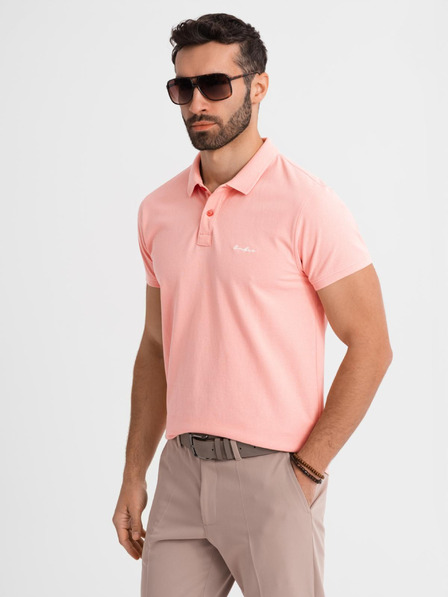 Ombre Clothing Tricou polo din țesătură pique din bumbac - roz