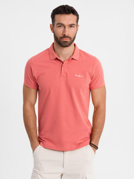 Ombre Clothing Tricou polo din țesătură pique din bumbac - coral