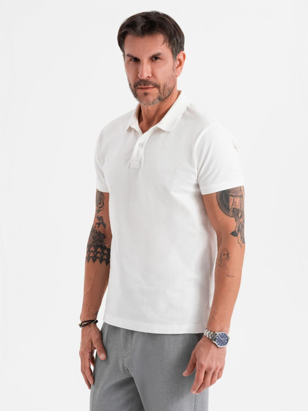 Ombre Clothing Tricou polo din țesătură pique din bumbac - crem
