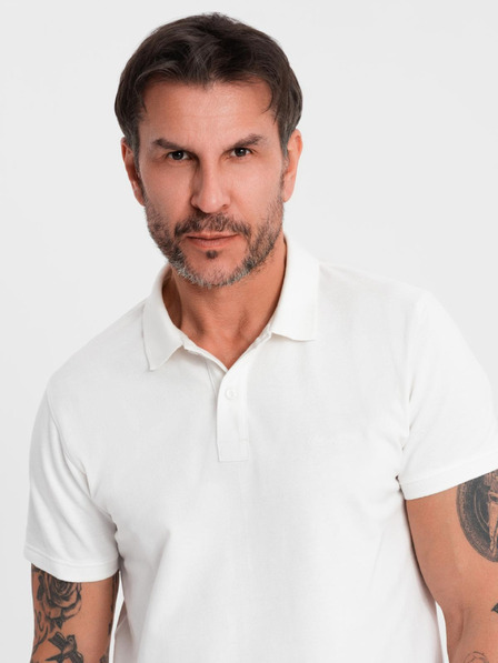Ombre Clothing Tricou polo din țesătură pique din bumbac - crem