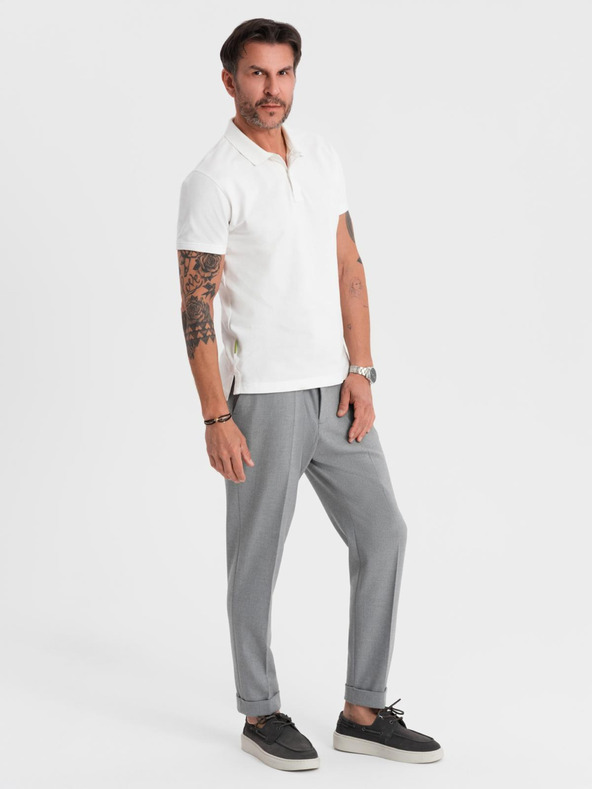 Ombre Clothing Tricou polo din țesătură pique din bumbac - crem