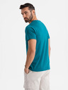 Ombre Clothing Tricou bărbătesc din bumbac cu imprimeu pe buzunar - turcoaz