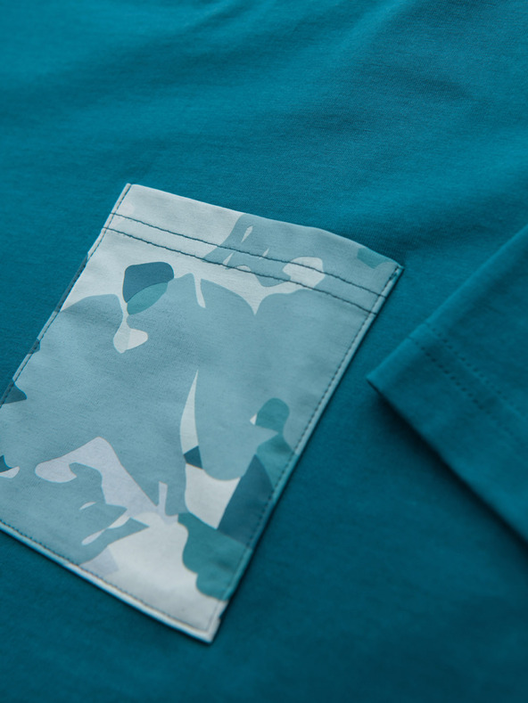 Ombre Clothing Tricou bărbătesc din bumbac cu imprimeu pe buzunar - turcoaz