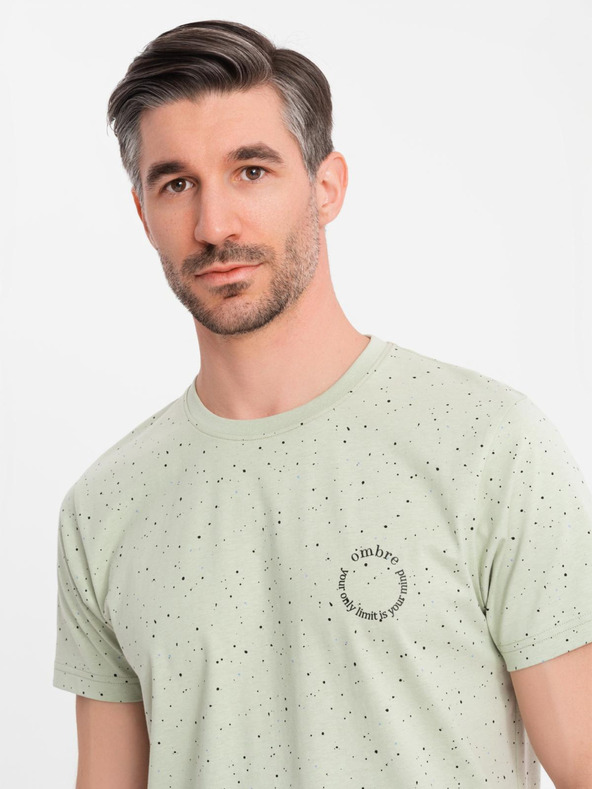 Ombre Clothing Tricou bărbătesc din bumbac cu imprimeu și decolteu rotund - mentă