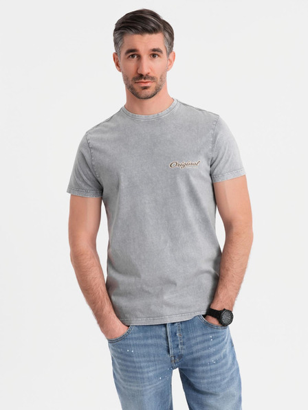 Ombre Clothing Tricou din bumbac cu imprimeu pe piept și spate - gri