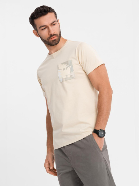 Ombre Clothing Tricou bărbătesc din bumbac cu imprimeu pe buzunar - turcoaz