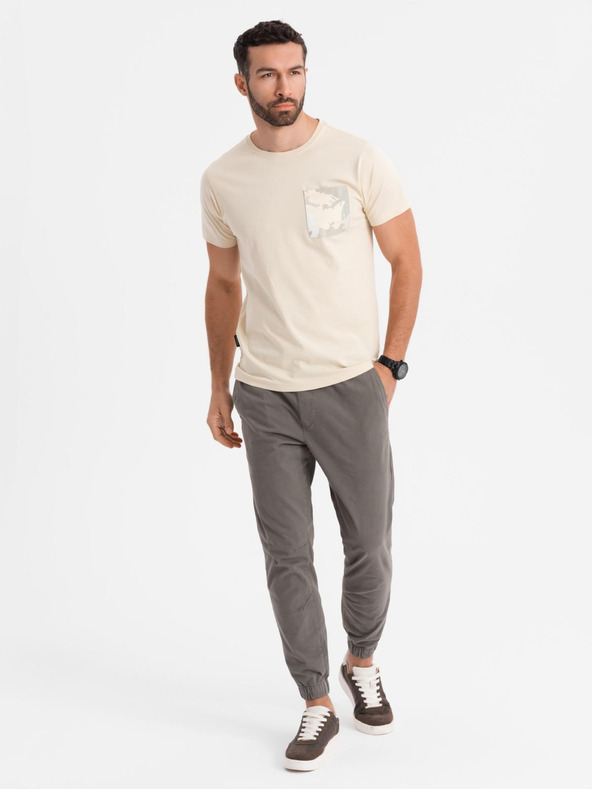 Ombre Clothing Tricou bărbătesc din bumbac cu imprimeu pe buzunar - turcoaz