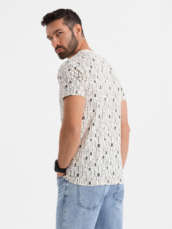 Ombre Clothing Tricou din bumbac cu imprimeu și decolteu rotund - crem