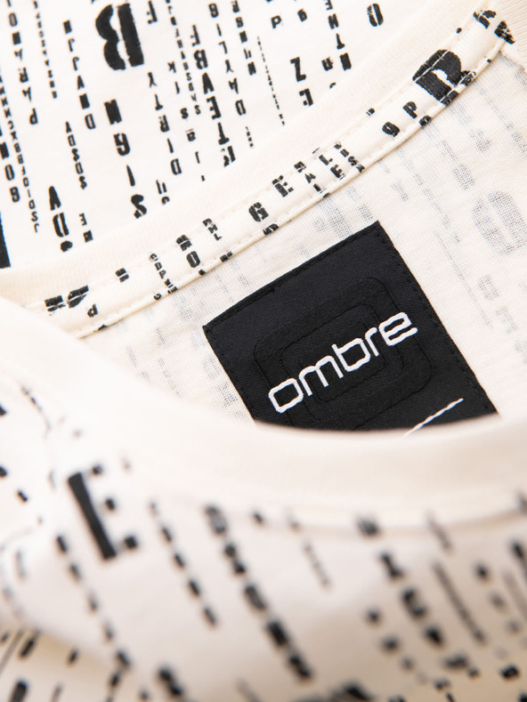 Ombre Clothing Tricou din bumbac cu imprimeu și decolteu rotund - crem