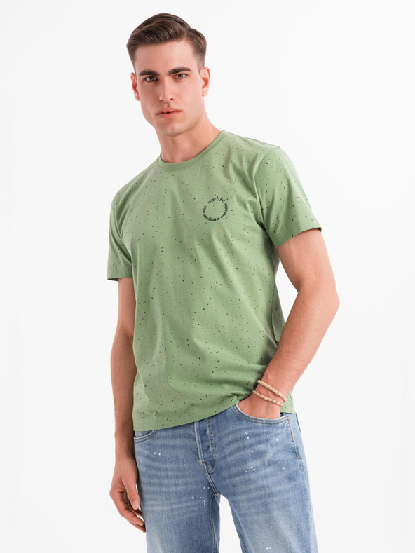 Ombre Clothing Tricou din bumbac pentru bărbați cu imprimeu și decolteu rotund - verde