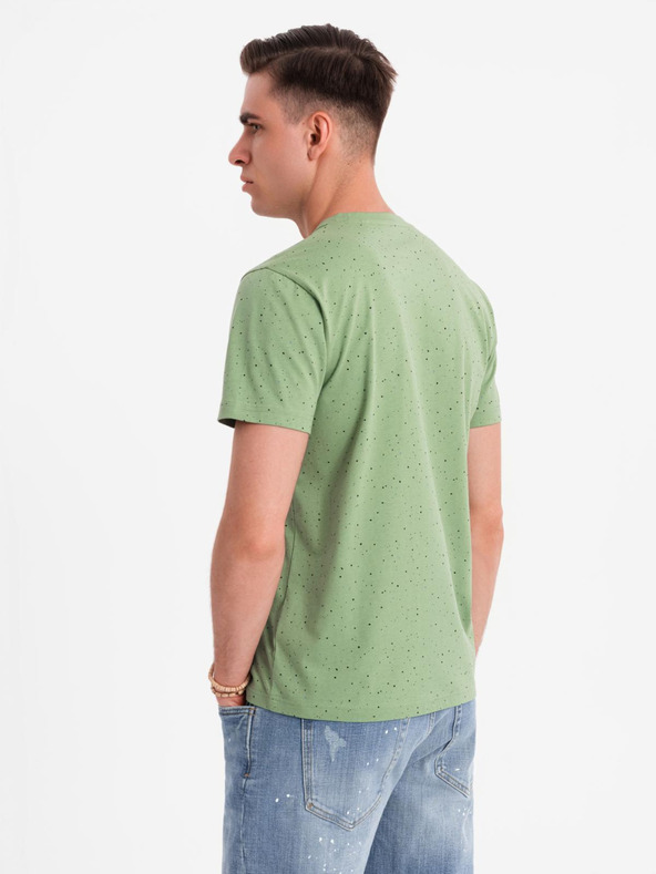 Ombre Clothing Tricou din bumbac pentru bărbați cu imprimeu și decolteu rotund - verde