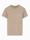 Ombre Clothing Tricou din bumbac cu imprimeu pe piept și spate - bej închis