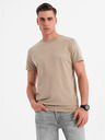 Ombre Clothing Tricou din bumbac cu imprimeu pe piept și spate - bej închis