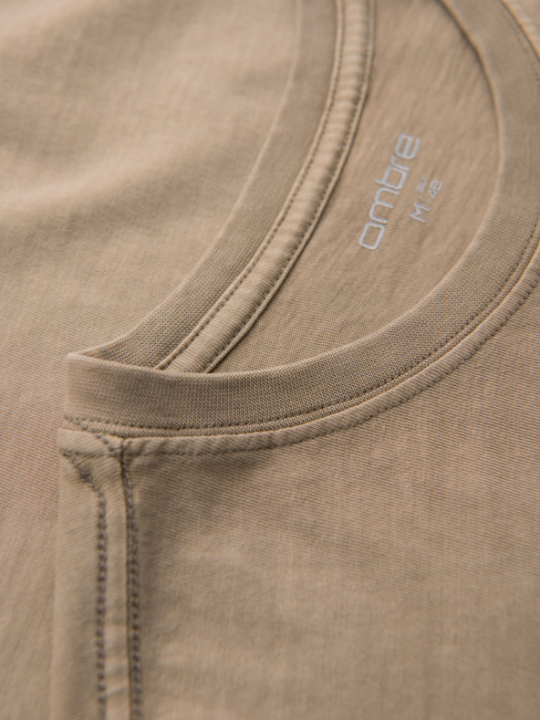 Ombre Clothing Tricou din bumbac cu imprimeu pe piept și spate - bej închis