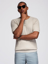 Ombre Clothing Tricou tricotat pentru bărbați cu nasturi la decolteu - gri deschis