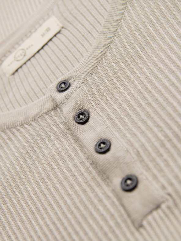 Ombre Clothing Tricou tricotat pentru bărbați cu nasturi la decolteu - gri deschis