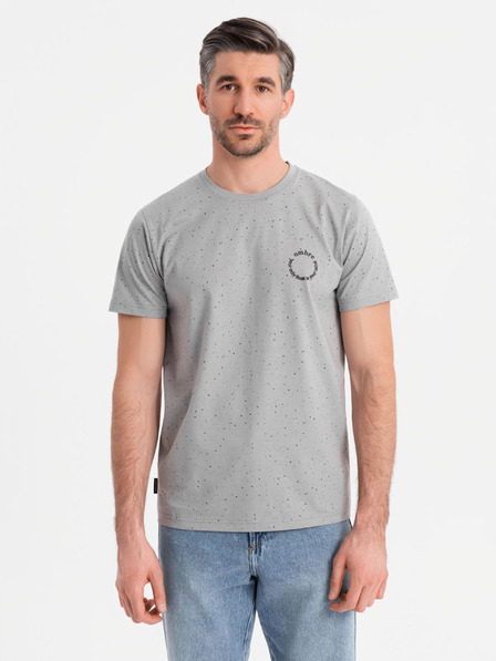 Ombre Clothing Tricou din bumbac pentru bărbați cu imprimeu și decolteu rotund - gri deschis