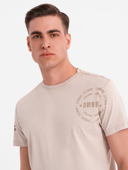 Ombre Clothing Tricou din bumbac cu imprimeu și decolteu rotund - negru