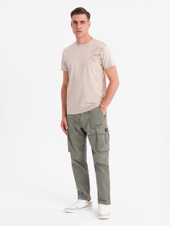 Ombre Clothing Tricou din bumbac cu imprimeu și decolteu rotund - negru