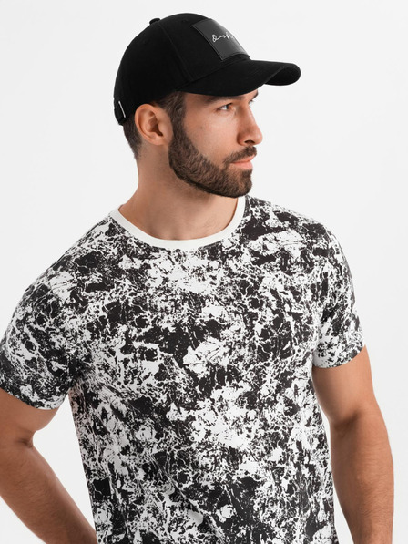 Ombre Clothing Tricou din bumbac cu model pentru bărbați cu mânecă scurtă - alb și negru