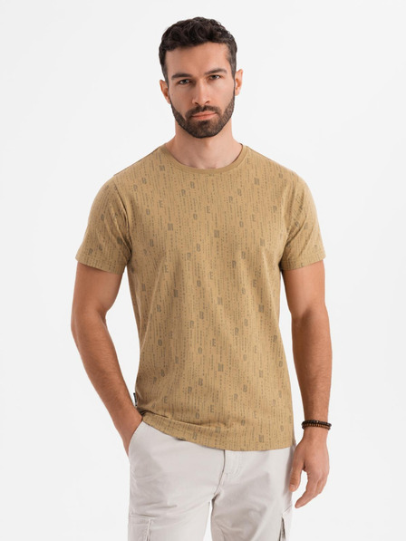 Ombre Clothing Tricou din bumbac cu imprimeu și decolteu rotund - verde măsliniu închis