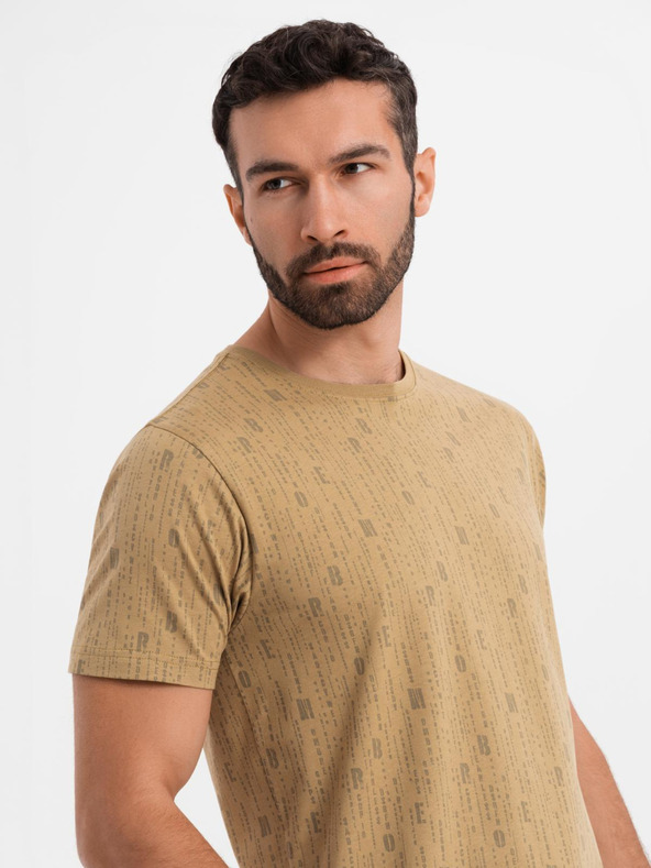 Ombre Clothing Tricou din bumbac cu imprimeu și decolteu rotund - verde măsliniu închis